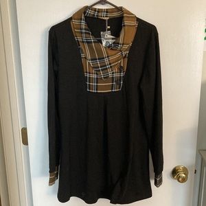Timeson Black and plaid long sleeve top